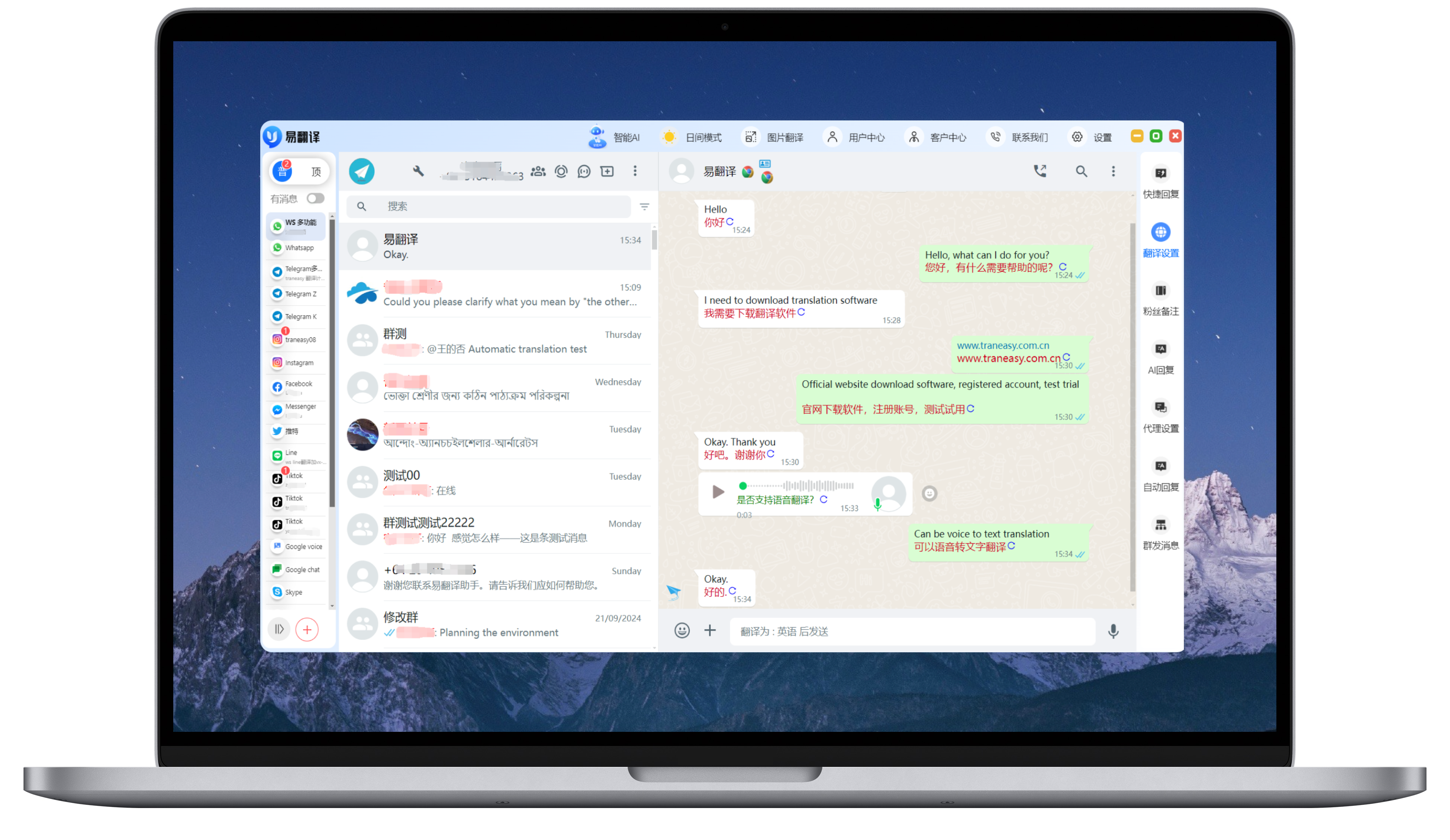 易翻译功能界面示例